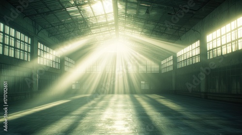 Sunbeams Illuminating an Abandoned Warehouse