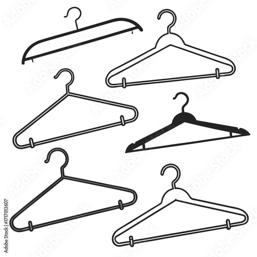 Assorted Clothes Hangers Silhouette Collection Keywords: clothes hanger, silhouette, clothing