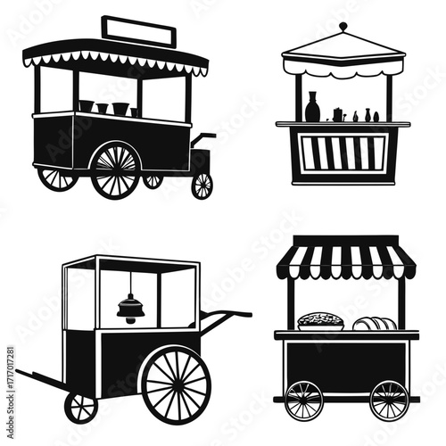 Food Carts with Pastries and Drinks street food kiosk