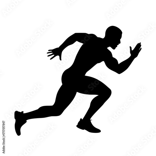 muscular sprinter runner start running black silhouette
