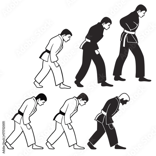 Martial Arts Bowing Variations Silhouettes karate judo