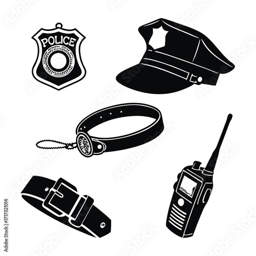 Police Officer Equipment Silhouette Collection law enforcement