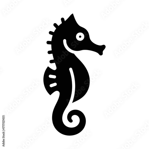 seahorse glyph icon representing ocean creature and aquatic wildlife