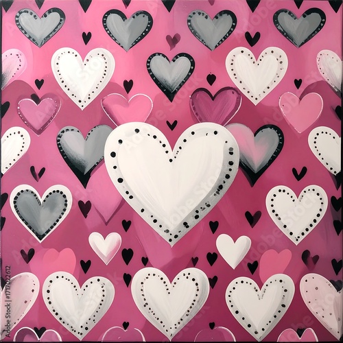 Hearts pattern on pink background