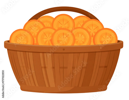 Vector Illustration of Whole Carrots and Cut Slices Arranged in Flat Lay Composition