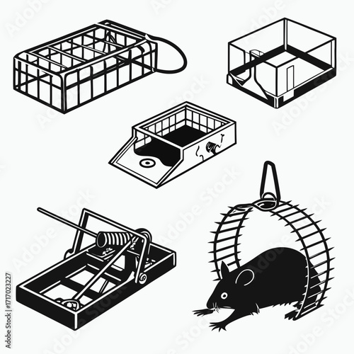 Various Rodent Traps and Rat in Wheel Keywords: rat, rodent, trap, cage, animal control, pest