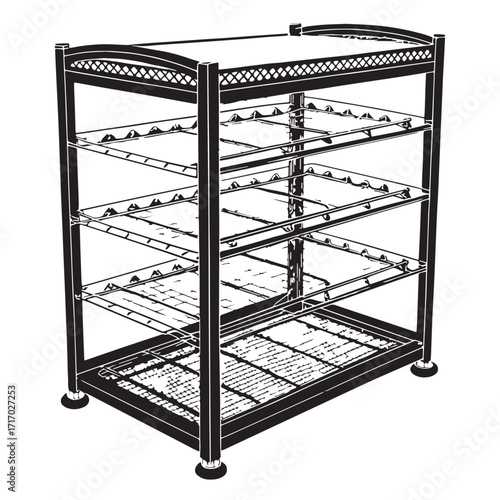 Black cooling rack Silhouette Vector, High Quality Illustration on White Background
