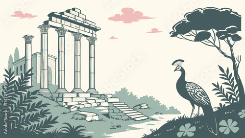 vector illustration of an ancient greek temple