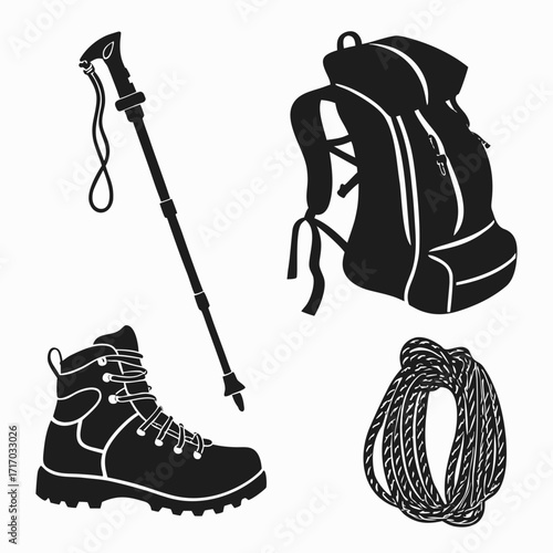 Hiking Gear Silhouette Collection trekking camping