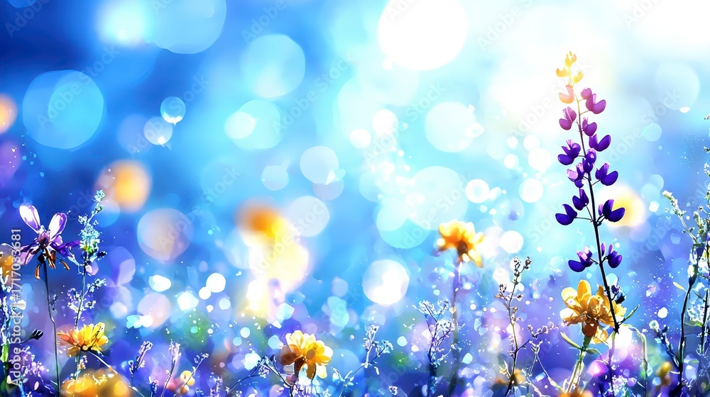 Fototapeta premium Vibrant Wildflowers in a Dreamy Summer Meadow.