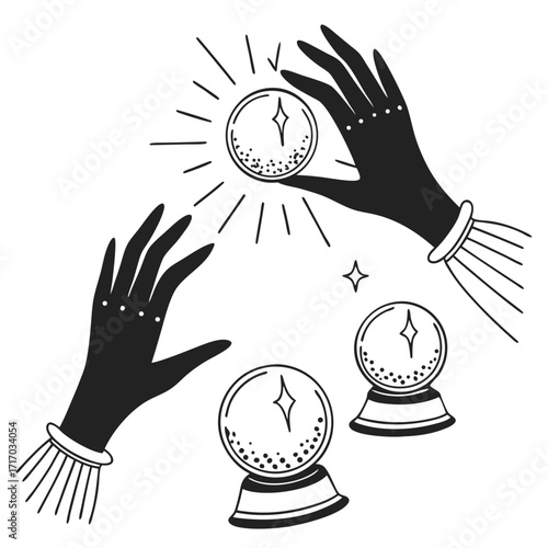 Mystical Hands and Crystal Balls illustration