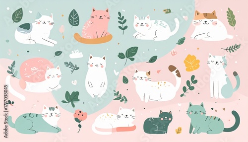 A Charming Collection of Cute and Playful Cat Doodles
