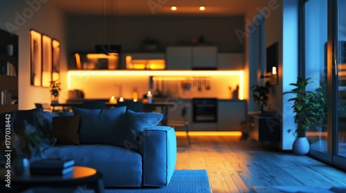Evening Ambiance: Modern Apartment Interior Design