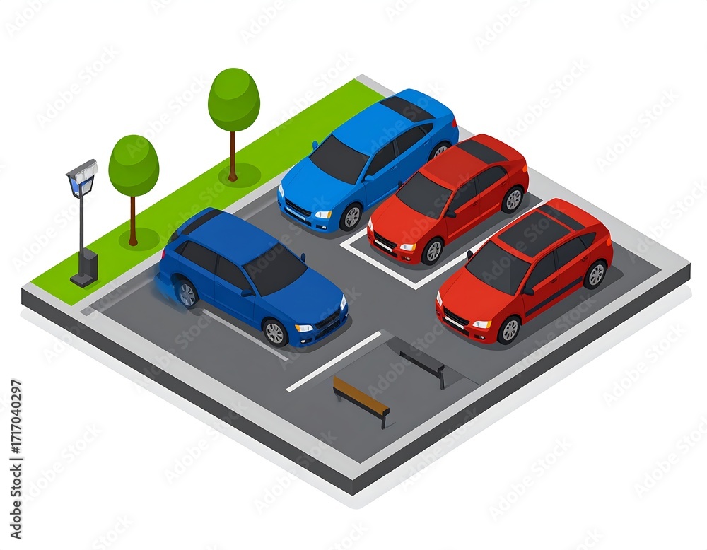 Naklejka premium Isometric parking lot with cars