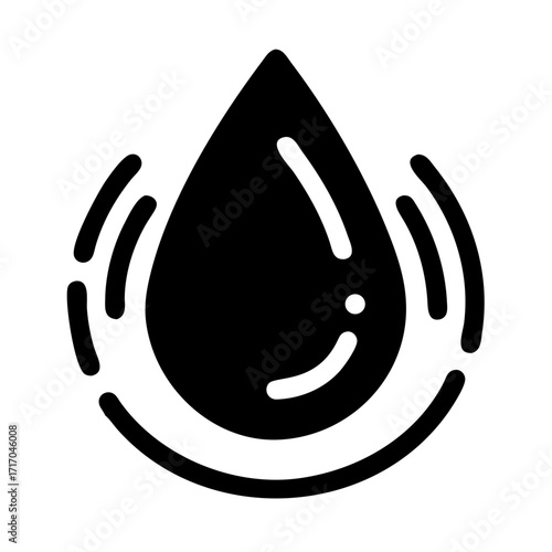 Droplet Icon: A sleek, monochromatic icon of a single water droplet. Its elegant simplicity makes it an ideal graphic resource for diverse digital and print applications.