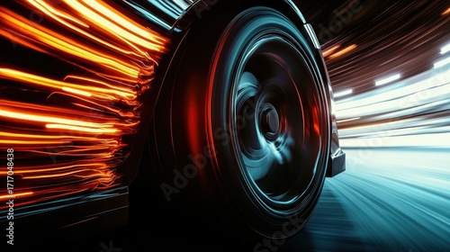 High-Speed Motion Blur of a Car Wheel: A Dynamic Night Drive