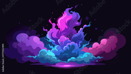 A vibrant cloud formation with pink and blue hues art