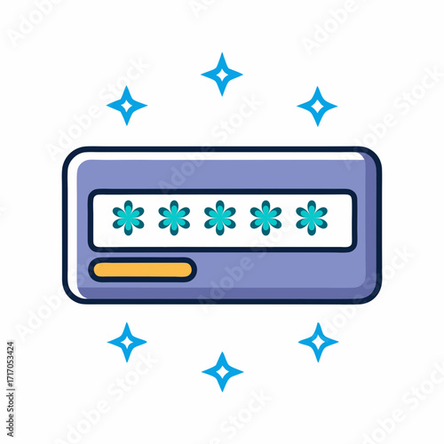Secure password entry field with sparkling stars icon