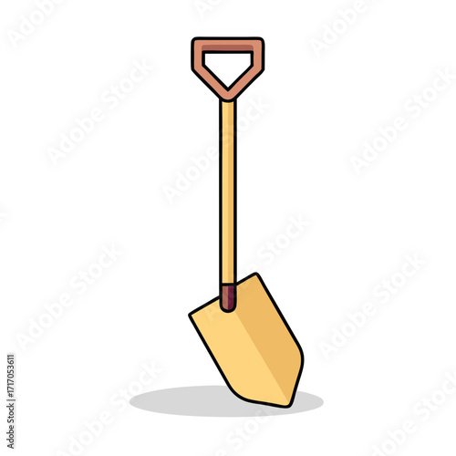 Simple illustration of a garden spade with a d shaped handle