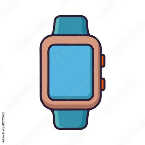 Modern smartwatch with blue screen and teal band