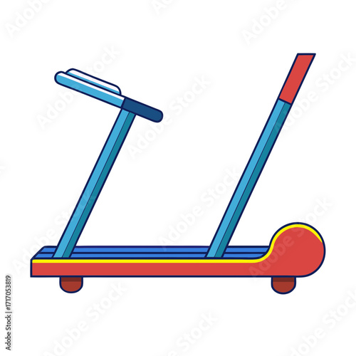 Colorful cartoon treadmill fitness equipment illustration
