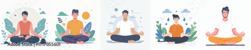 vector image of a man meditating