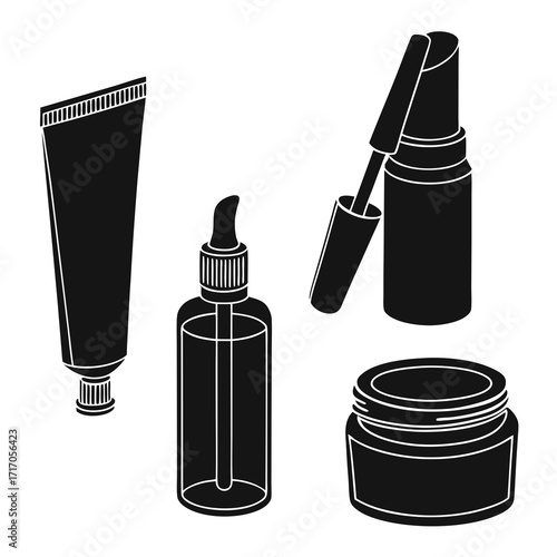 Skincare and Makeup Product Silhouettes beauty cosmetic