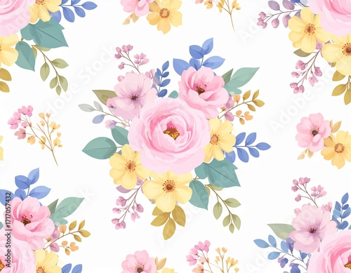 seamless pattern with pink roses