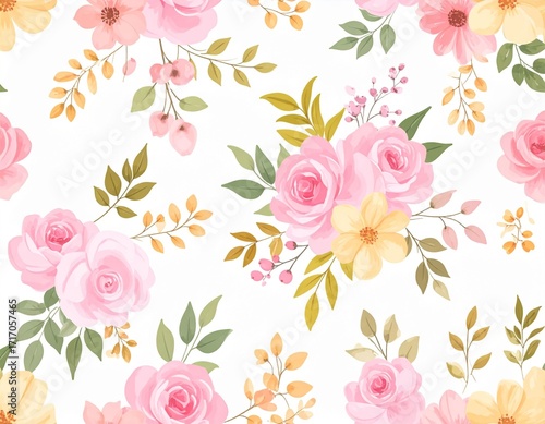 seamless pattern with pink roses