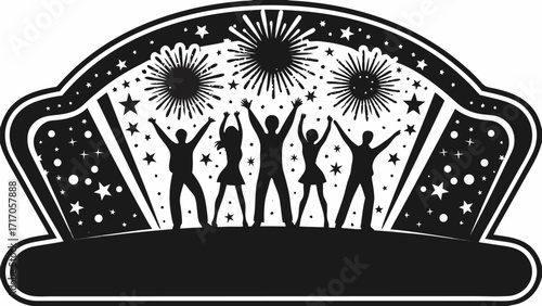 Celebrate new years eve with friends, fireworks and stars for a special festive occasion of joy