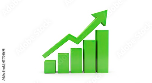 Green bar chart with a rising arrow symbolizing financial growth and success on a white background. Free Download Green bar chart with a rising arrow symbolizing financial growth and success on a white background. - GFXLoad