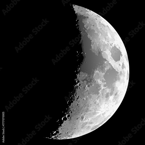 Gibbous Moon Phase Against Black Sky night space
