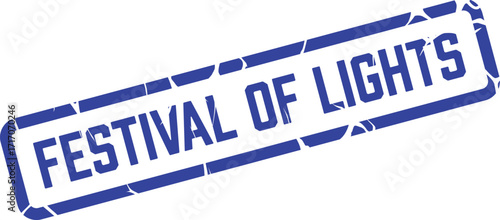 Blue rectangular rubber stamp features the text Festival of Lights on a transparent background