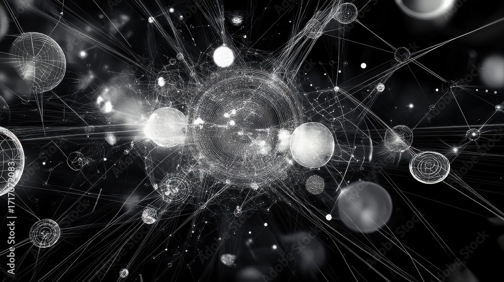 Obraz premium Intricate abstract network structure with spheres and lines