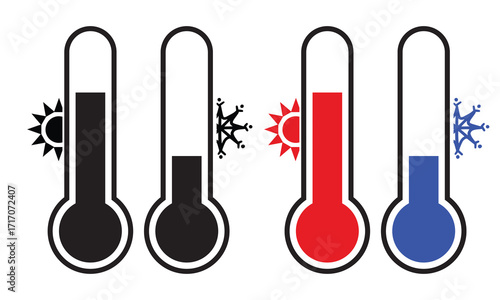 Thermometer temperature up and down icon. cold and hot emperature icon. Vector illustration. isolated on white  background. EPS 10	
