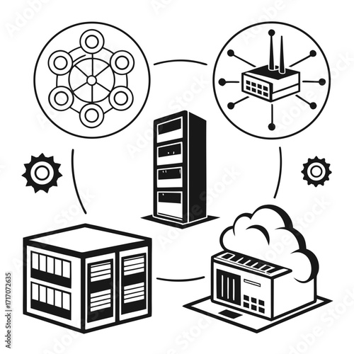 Network Server And Cloud Computing Diagram technology