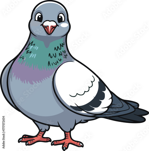 Cute cartoon pigeon with pigeon power