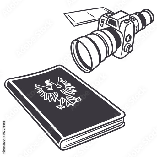 Passport and Camera Illustration travel photography