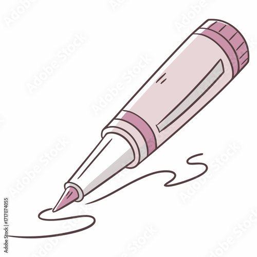 Pink Marker Drawing a Line Keywords: marker, pen, drawing, writing, line, art, craft, stationery
