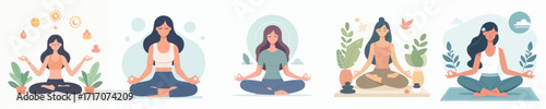 vector image of a woman meditating