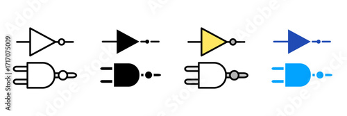  electronic components Icon Set Multiple Style Collection. Power Supply, Circuit Board, Microcontroller, Resistor, Capacitor, Diode, Transistor, Sensor, Relay, Transformer, Motor, Generator, Battery, 