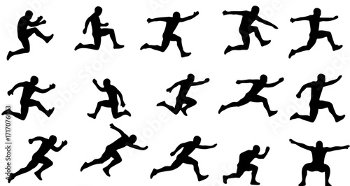 Runners Silhouettes of Diverse Running Poses and Styles