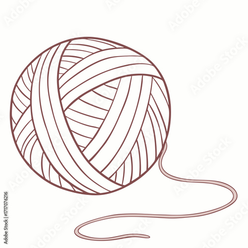 Single Ball of Yarn With Loose Thread Keywords: yarn, ball of yarn, thread, knitting, crochet
