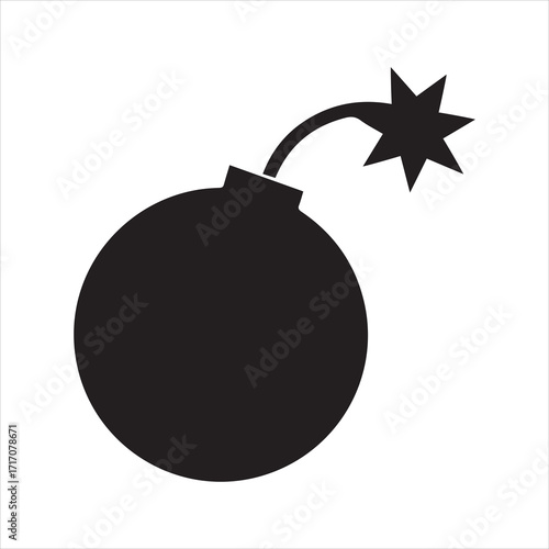 Bomb icon silhouette on white background
