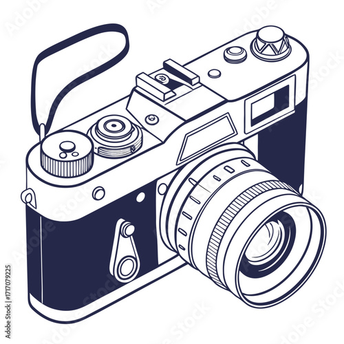 Vintage Camera with Strap Lug Illustration retro photography