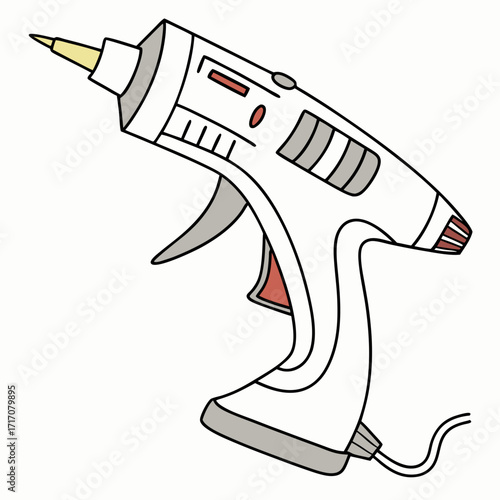 White Hot Glue Gun with Red and Gray Accents craft tool
