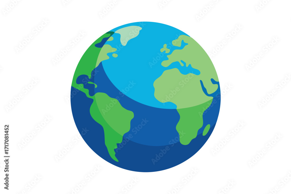 Naklejka premium Cartoon Earth Globe Showing Continents and Oceans Against White Background, World Illustration Design