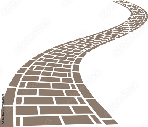 Winding brick path leads to bright future, symbolizing journey and opportunity