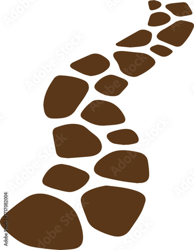 Dynamic winding path of textured brown stones creating a natural trail