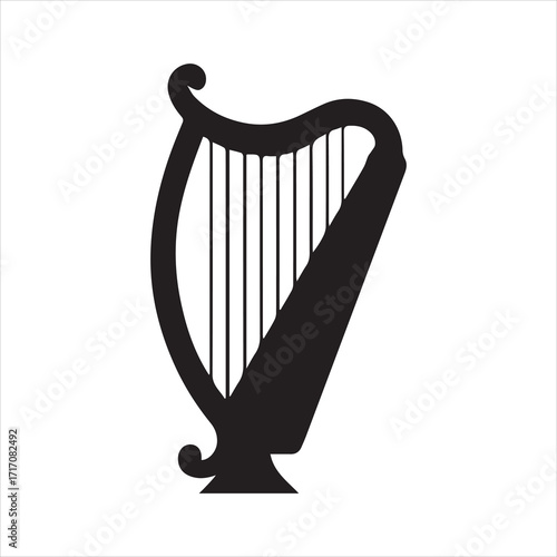 scottish harp silhouette vector art illustration on white background